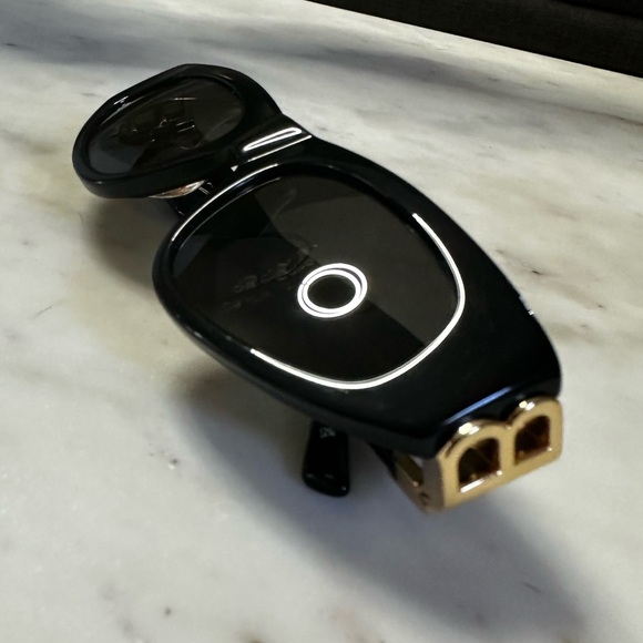 BALENCIAGA SUNGLASSES BLACK AND GOLD BB0095S - Picture 1 of 7
